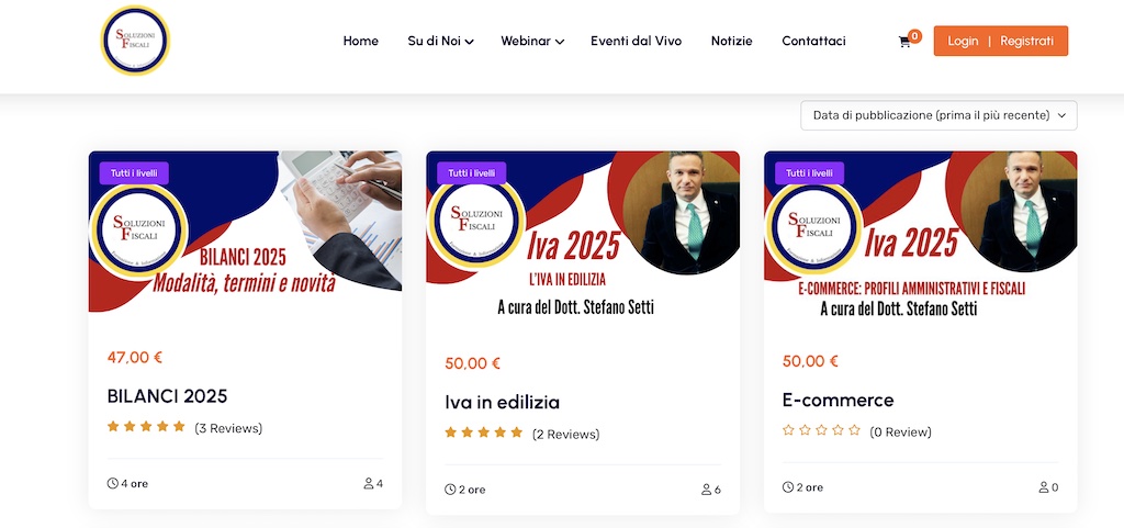 costruzione sito web corsi online