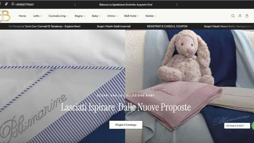 Negozio onlione per la biancheria casa