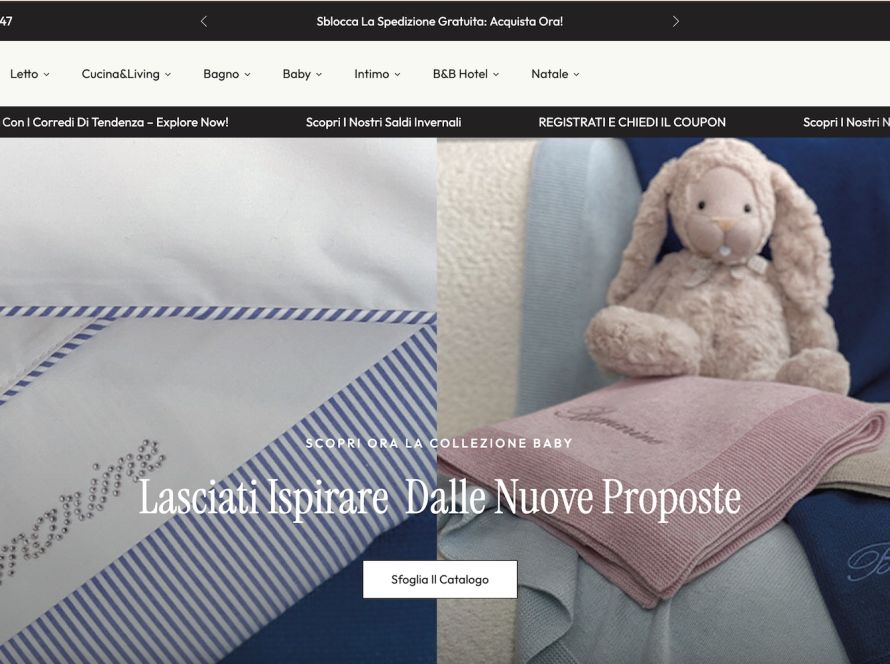 Negozio onlione per la biancheria casa